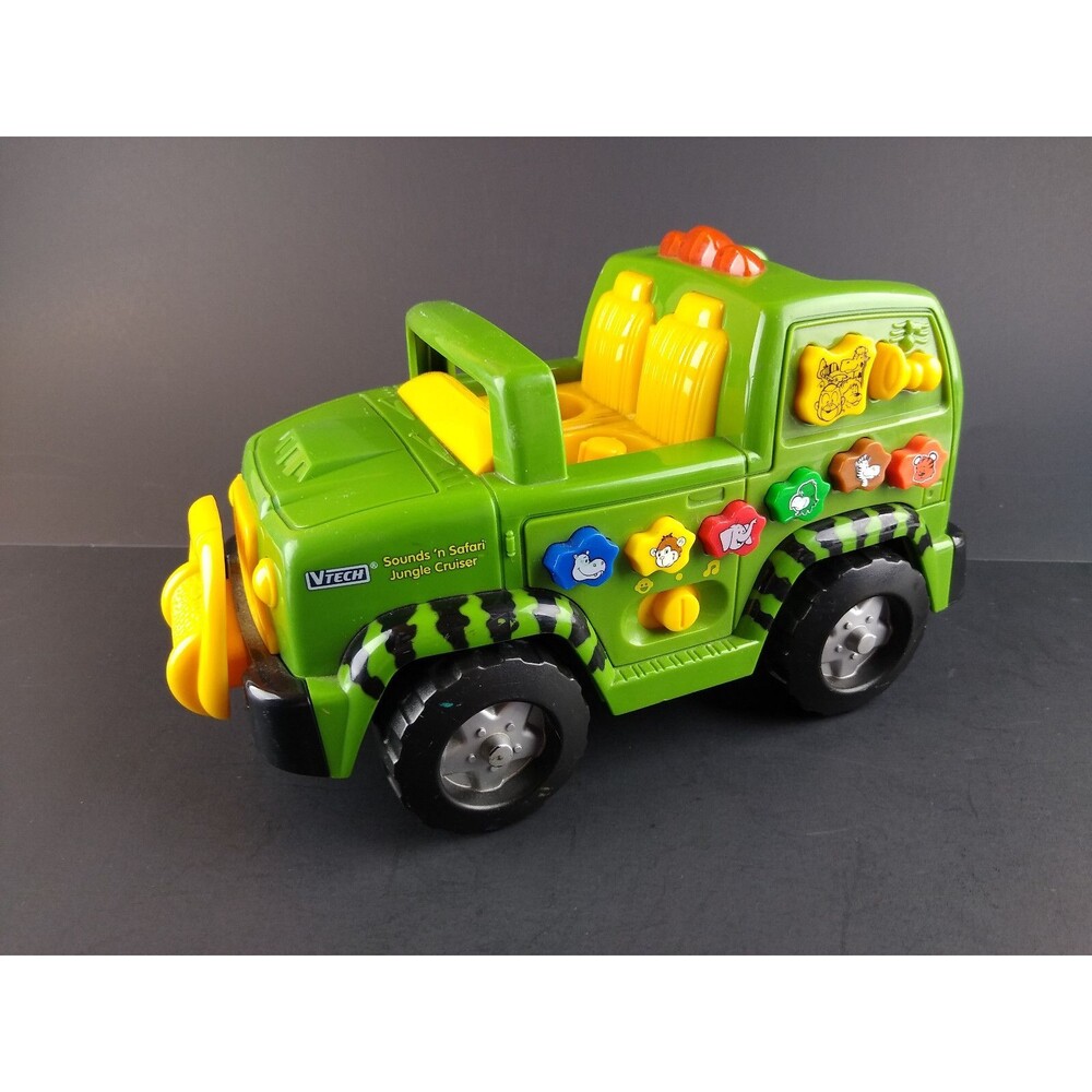 Sounds N Safari Jungle Cruiser Green Jeep Car w Sounds Tested Working Vtech